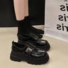 Platform British Style Small Leather Shoes Women's Autumn and Winter 2023 New Velcro Loafers Design Fashionable Versatile Single Shoes