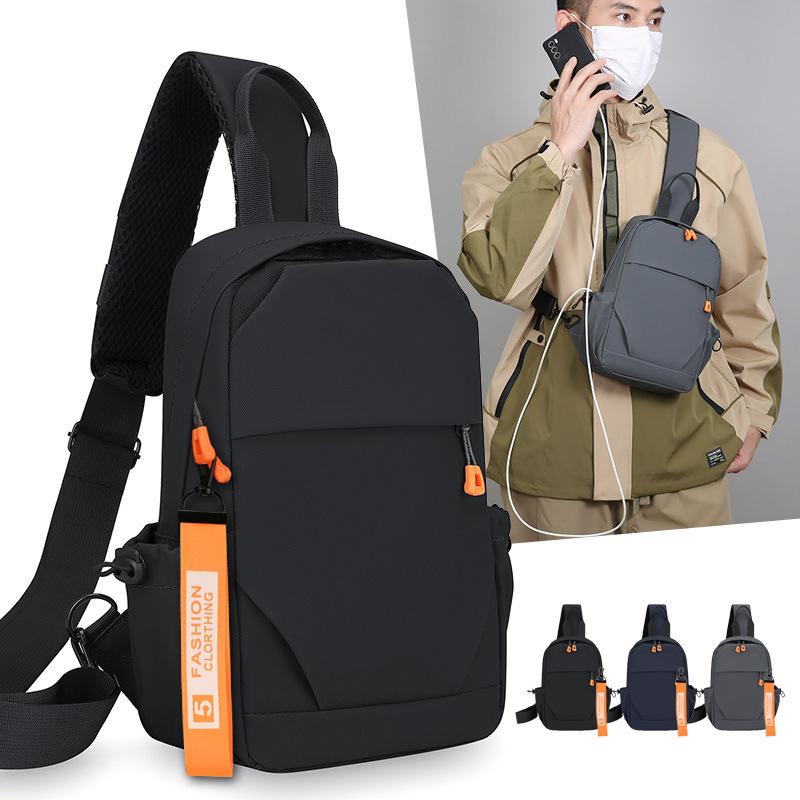 Men's Multi-functional Chest Bag, Charging Cross-body Backpack, Casual and Fashionable Single-shoulder Bag