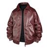 Men's Stand Up Collar PU Leather Jacket, Slim Fit Motorcycle Jacket, Versatile Top