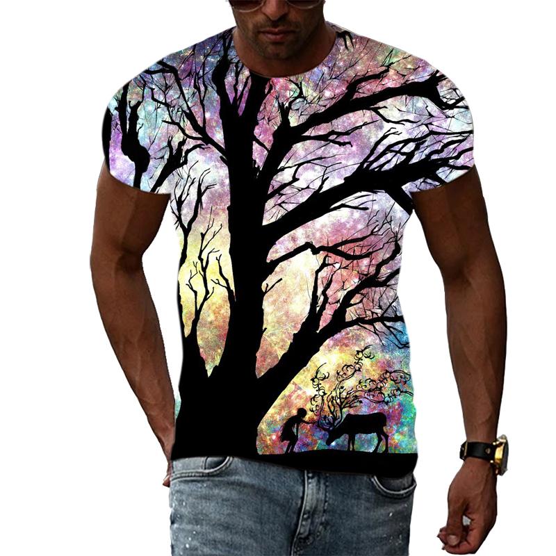 Summer Night Scene graphic t shirts Men Fashion Trend Creative Pattern T-shirt Hip Hop harajuku Handsome 3D Print t-shirts Tops