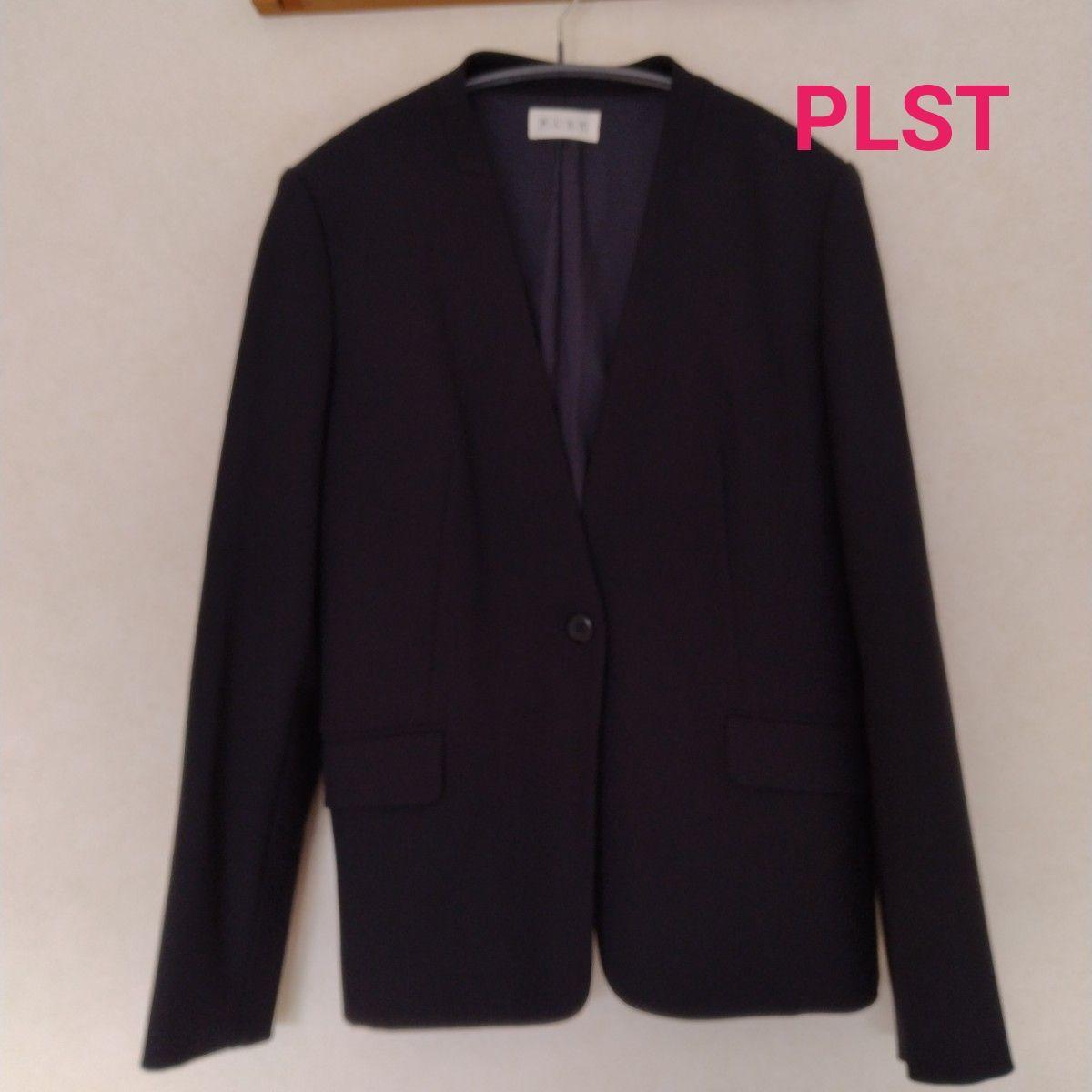 PLST Collarless Jacket Black Formal Office Washable