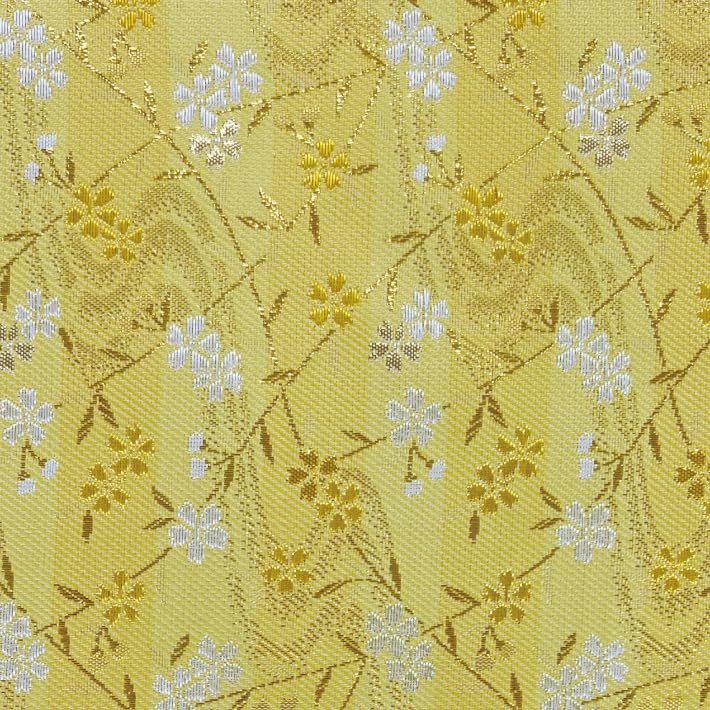 Gold Brocade Buddhist Altar Mat with Metal Loops, Flame-Retardant, Sizes 14, 16, and 18, 22.5 x 32cm, 26 x 38cm, and 28 x 43cm (Small Flower-Yellow,