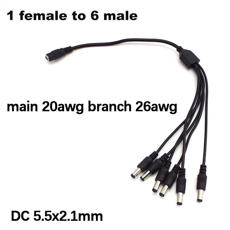5.5x2.1mm DC 5v 12v 1 Female To 2/3/4/5/6/8 Way Male Power Supply Splitter Cable Adapter Connector Cord For Strip Light Camera