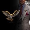 Men's Luxury Rhinestone Eagle Brooch - Retro Metal Badge for Suits