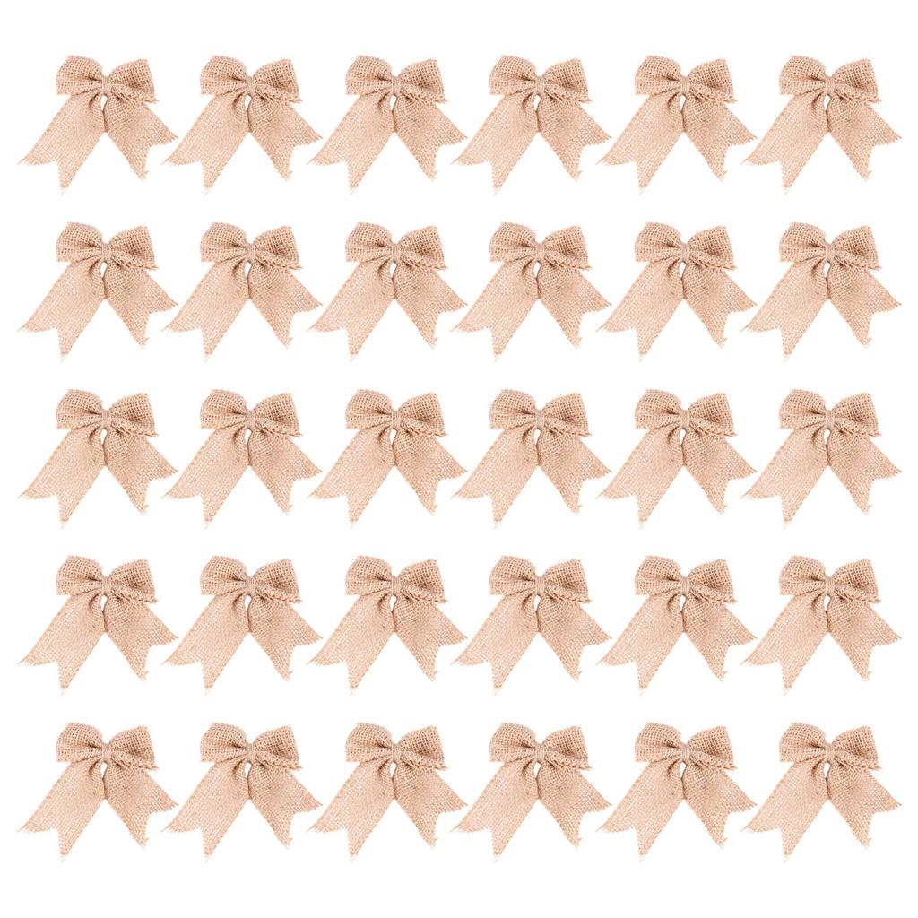 Versatile 30 Pcs Burlap Bows Burlap Bow Knot Handmade Burlap For Christmas Decorate Tree Festival Holiday Party Supplies