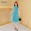 Women's Chiffon Patchwork Printed Mid-Length Dress