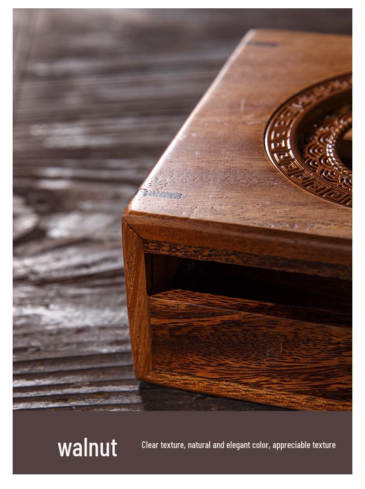 Walnut Wooden Teapot Warmer: Chinese Style Candle-Heated Tea Brewing Stove