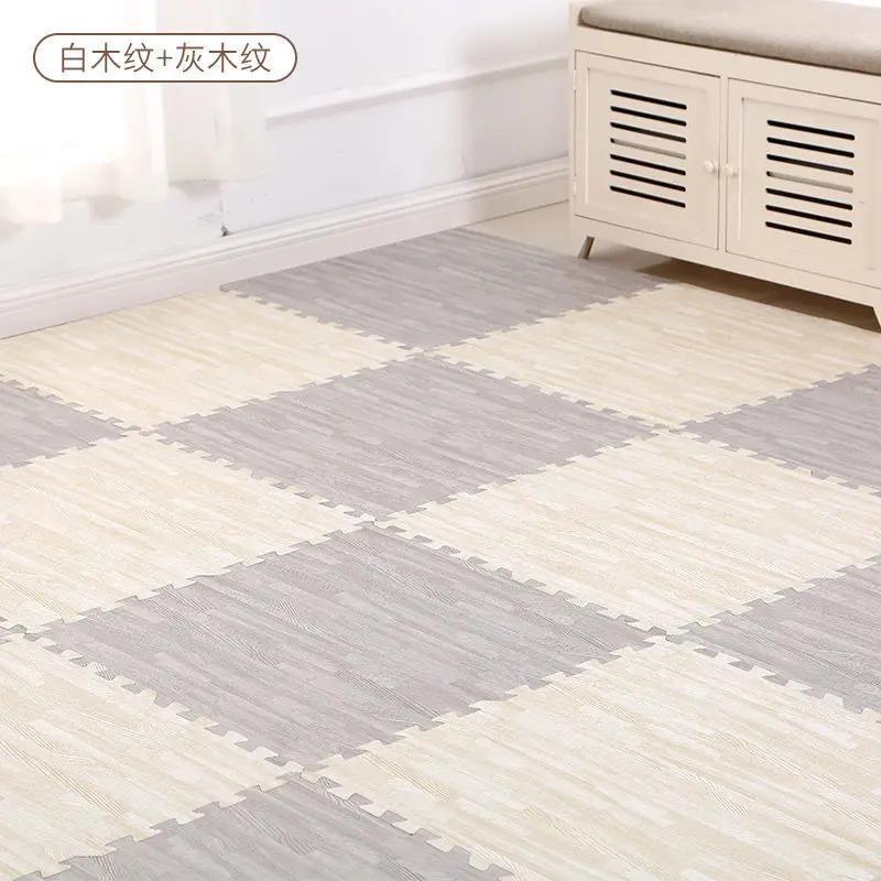 Bodenbelag mit Holzmuster Quadratisches Puzzle Wohnzimmer Teppichfliesen Schaumstoff Baby Spielmatten Kinder Teppichmatte für Heimdekoration 30x30cm8/16St.