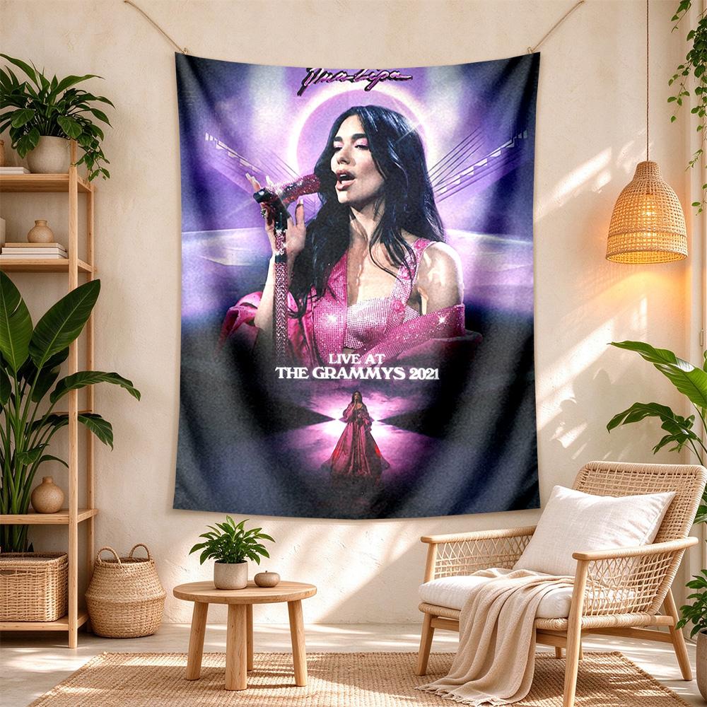 Dua Lipa Wall Tapestry Rustic Farmhouse Suitable for Bedroom Reading Corner Dorm Wall Indoor Hand Painted Style Perfect Gift for Dorm Roommate