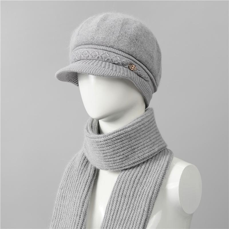 Kaninchenfell Strickwollmütze Kinder Herbst und Winter Vielseitig Winter Warm Kaltmütze Schirmmütze