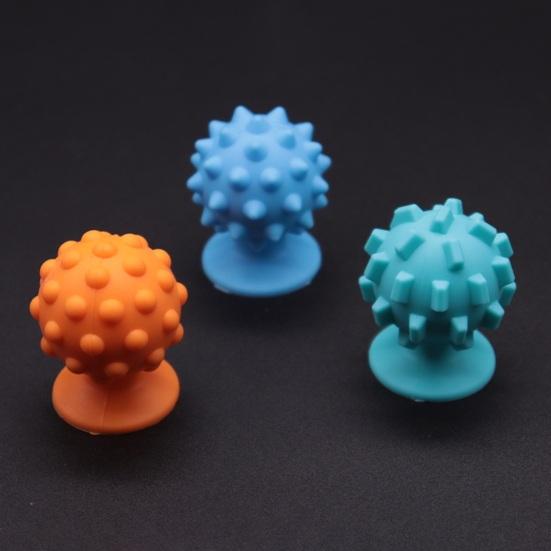 Silicone Sensory Ball with Suction Cup Base Anxiety Stress Relief Sensory Stone Portable Travel Mini Textured Worry Stone Fidget Toy