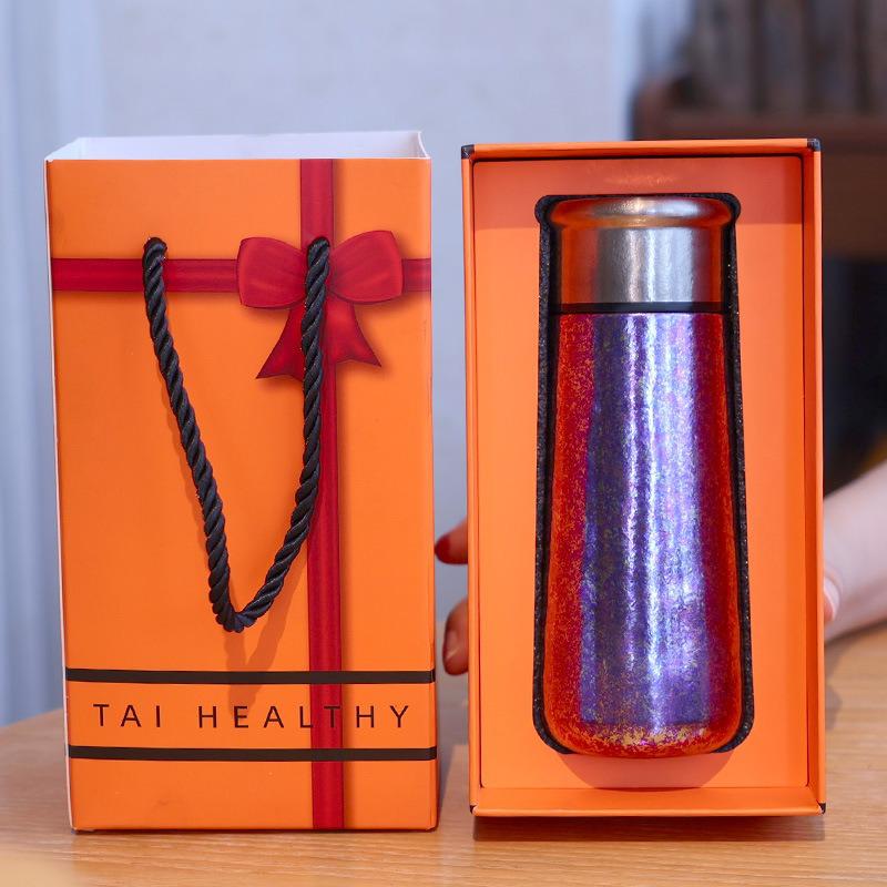 

Iridescent Titanium Mini Pocket Cup - Double-Layered Insulated Water Cup with Ice Flower Design 260ml