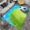Soccer Field Theme Carpet with Ball Design, Green and Blue Art Suitable for use as an anti-slip for living room bedroom sofas