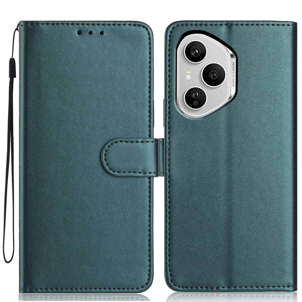 For Honor 400 Pro 5G (Global) Wallet Case with Strap/Multiple Card Slots Solid Color Leather Stand Phone Cover