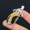 Friendship Day Sale 925 Sterling Silver Peanut Wood Jasper Gemstone Boho Pendant