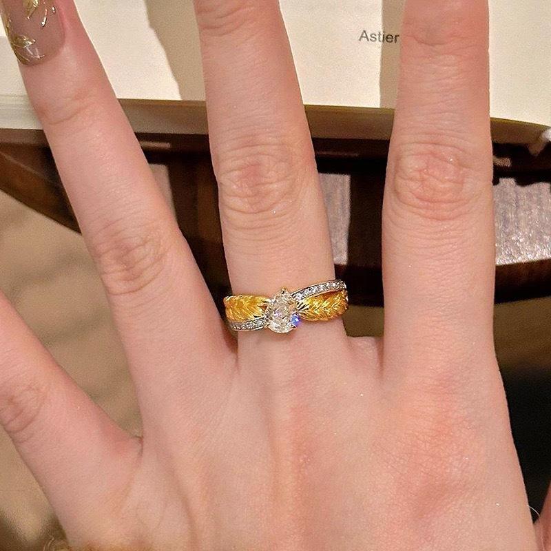 Classic Copper Alloy Zircon Ring Ladies Jewelry Wedding Promise Party Gift