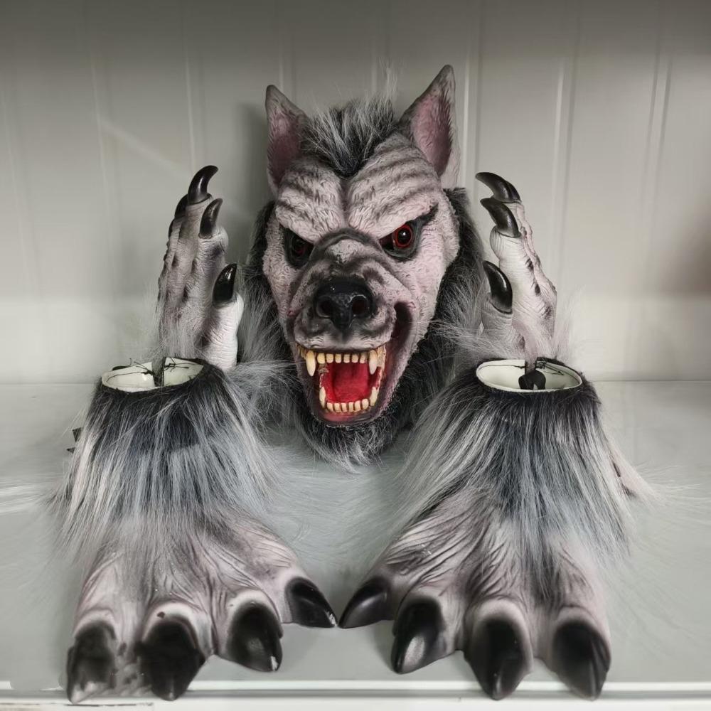 Sada kostýmu vlkodlaka Hrůzostrašné Halloween Vlčí maska Vlkodlačí drápy Rukavice Hrůza Role Play Žertovné rekvizity Oblečení na převlečení Cosplay Párty oblek