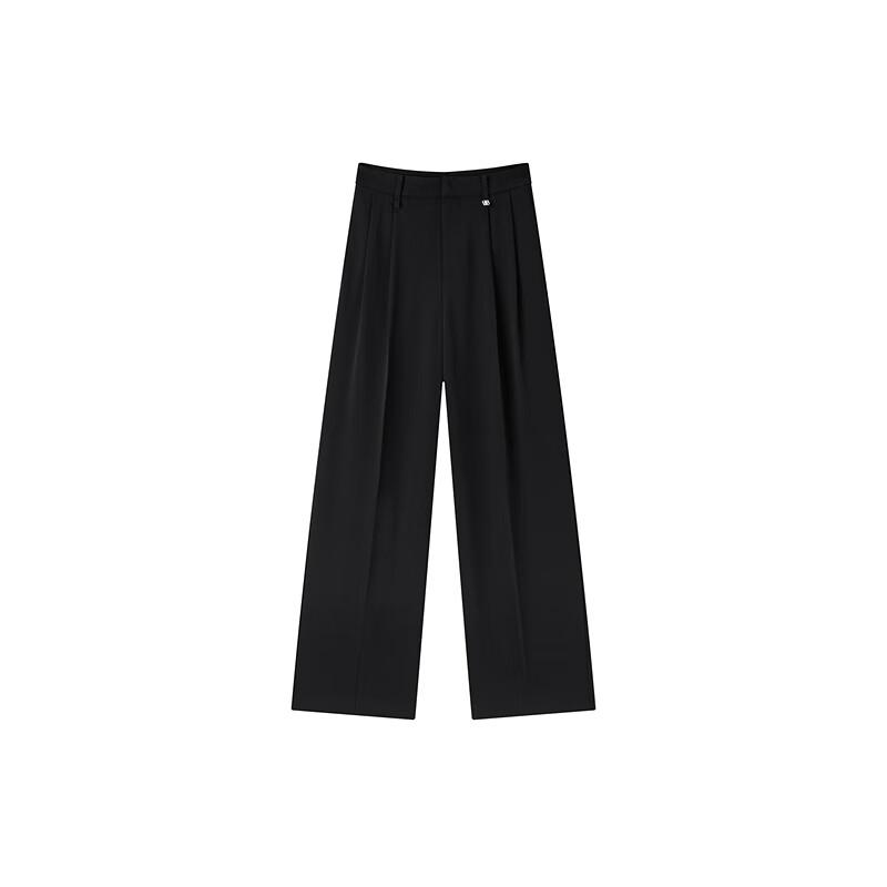 PEACEBIRD Women's High-Waist Draped Straight-Leg Trousers