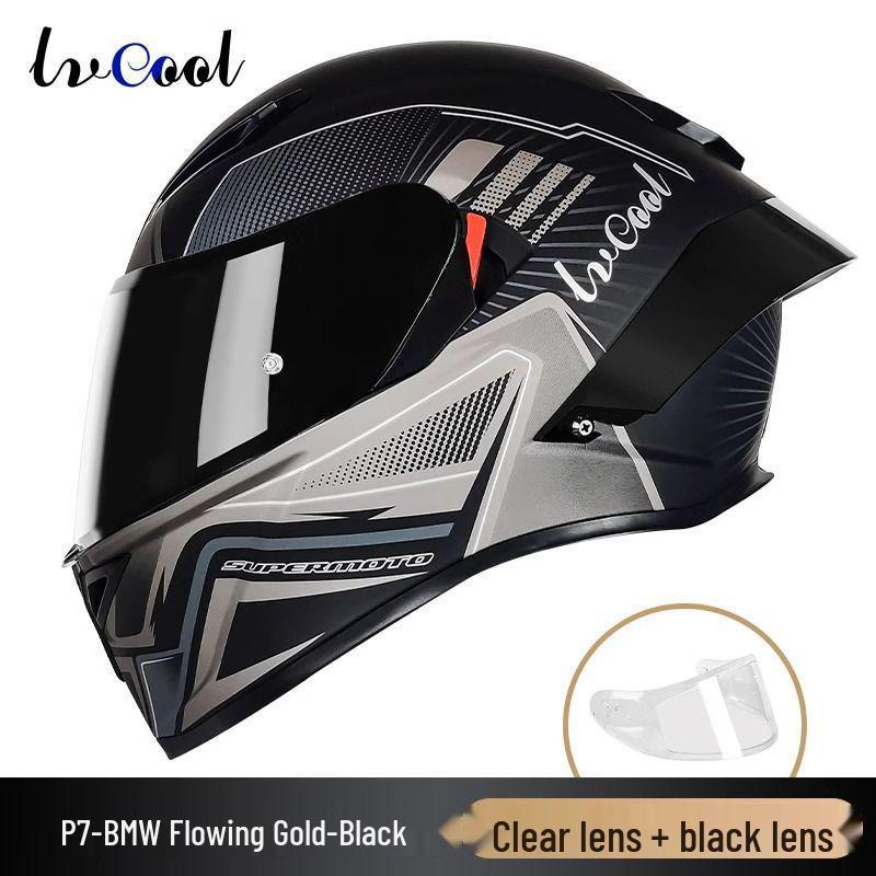 Unisex Carbon Fiber Full-Face Motorcycle Helmet with Bluetooth & Anti-Fog, 3C Certified for All Seasons