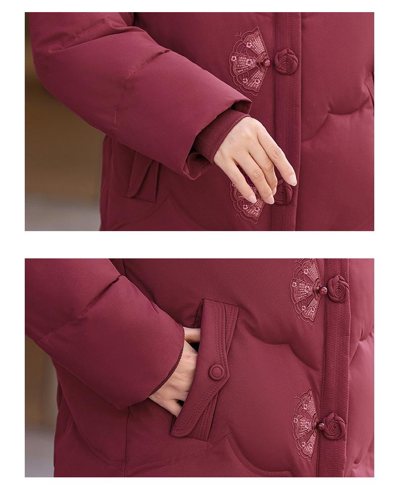 Women's 2025 Hooded Velvet-Lined Winter Jacket - New Style for Middle-Aged and Elderly - Warm Cotton Outerwear