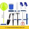 Tide-Chasing Tool Set: Adult Clam & Crab Digger with Gloves, Beach Shovel, Tongs, Kids' Gear, and Sand Rake.