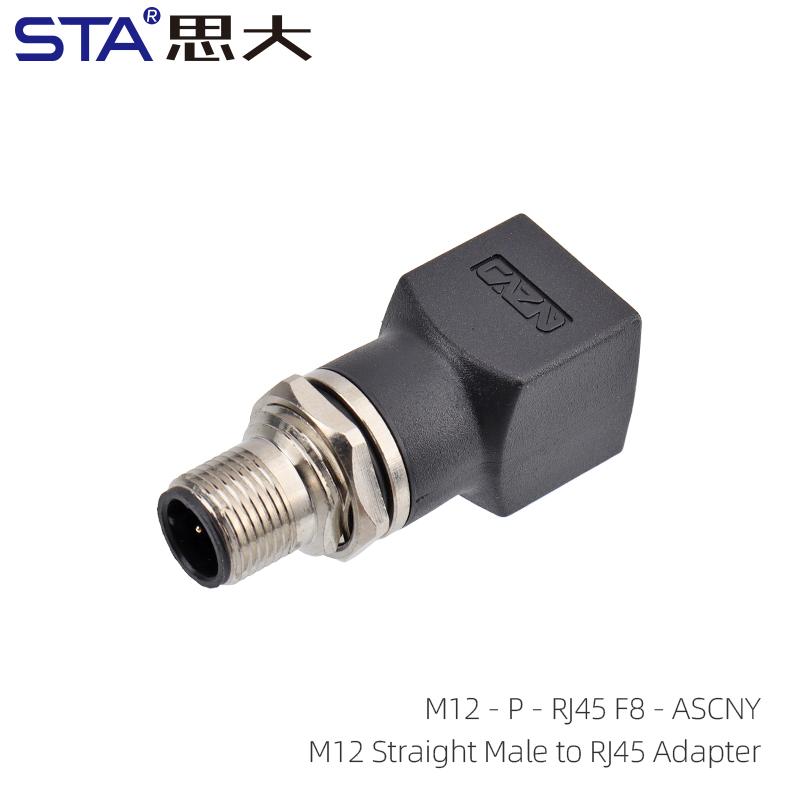 Industrial Ethernet M12 to RJ45 Connector Network Cable Adapter 4 Pin-D Code 8-pin X-Code Straight/Angled Male/female Socket M12 to RJ45&4pin-D code