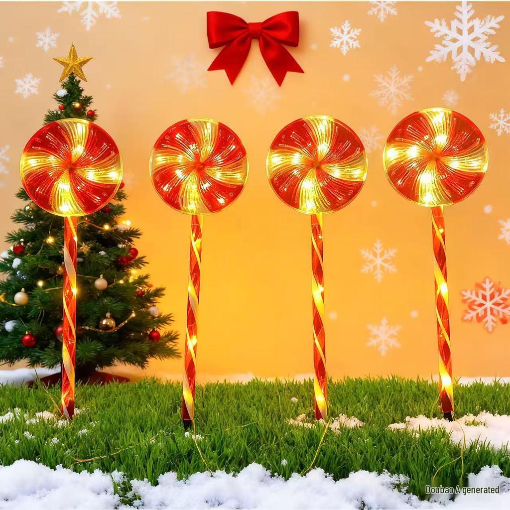 Waterproof LED Solar Christmas Lollipop Stake Light for Outdoor Decoration