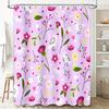 Floral Birds Bath Shower Curtain Pink Decorative Waterproof Fabric Decoration for Home Bathroom Decor