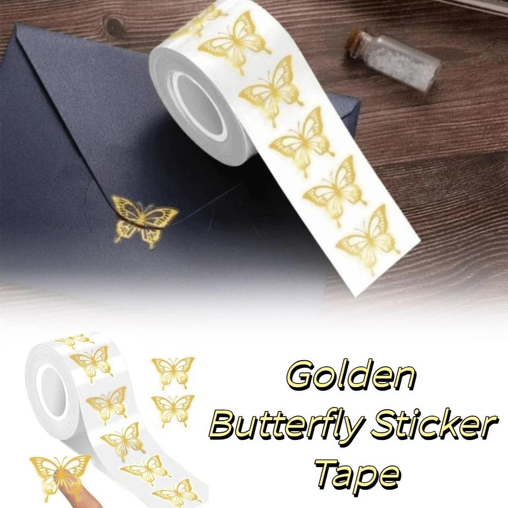 Waterproof Butterfly Stickers Golden Gold Foil Stickers Decorative Stickers Envelope Sealing