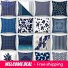 Modern Simple Dark Blue Geometric Pillowcase Home Sofa Cushion Cover