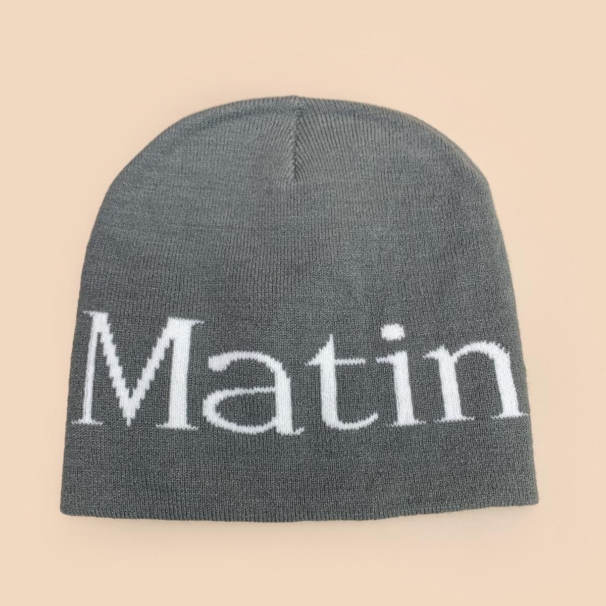 

Warm Knitted Hat Autumn Winter Unisex Hat Backward Wearing Letter Embroidery Knitted Cap Fashionable round Top Cap for Men... 54-60cm