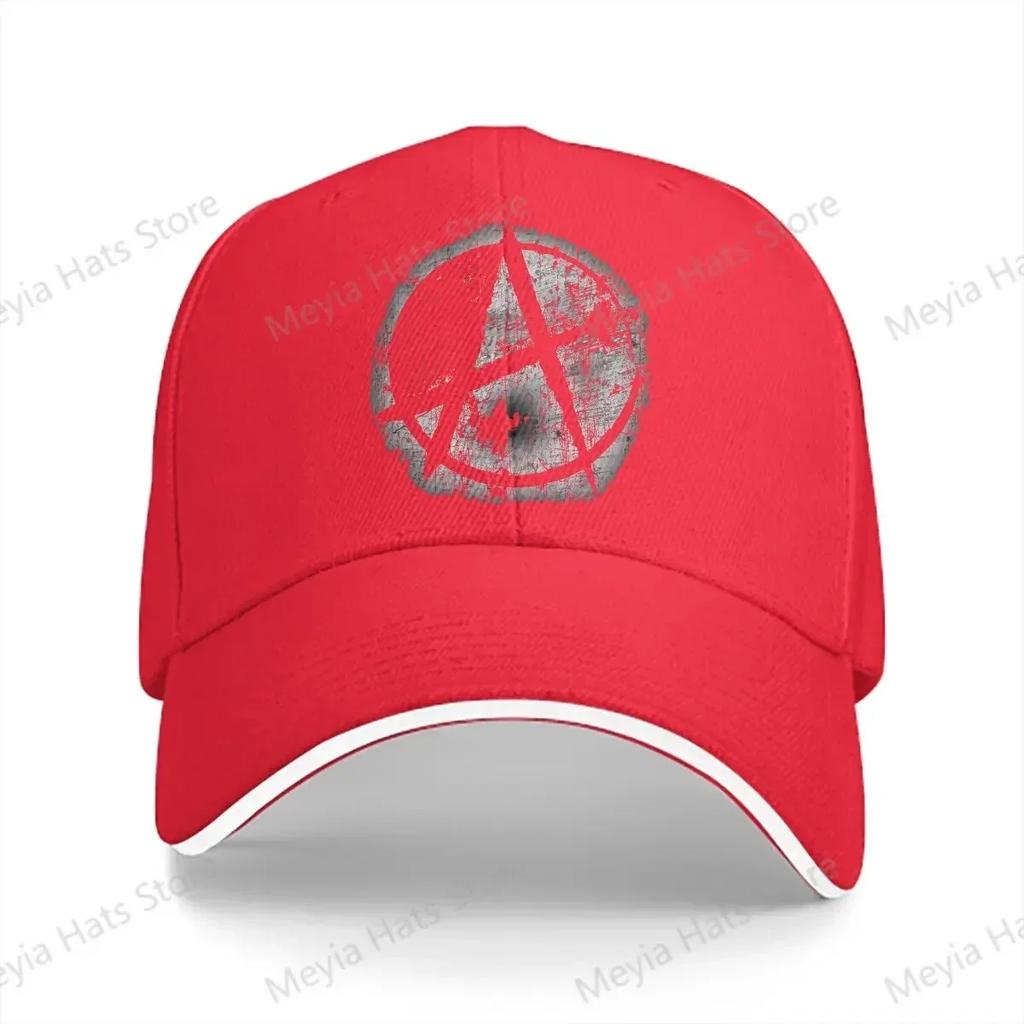 Distressed Stencil Sprayed Graffiti Style Anarchy Anarchist Symbols Baseball Cap Unisex Hats Women Visor Windproof Snapback Caps