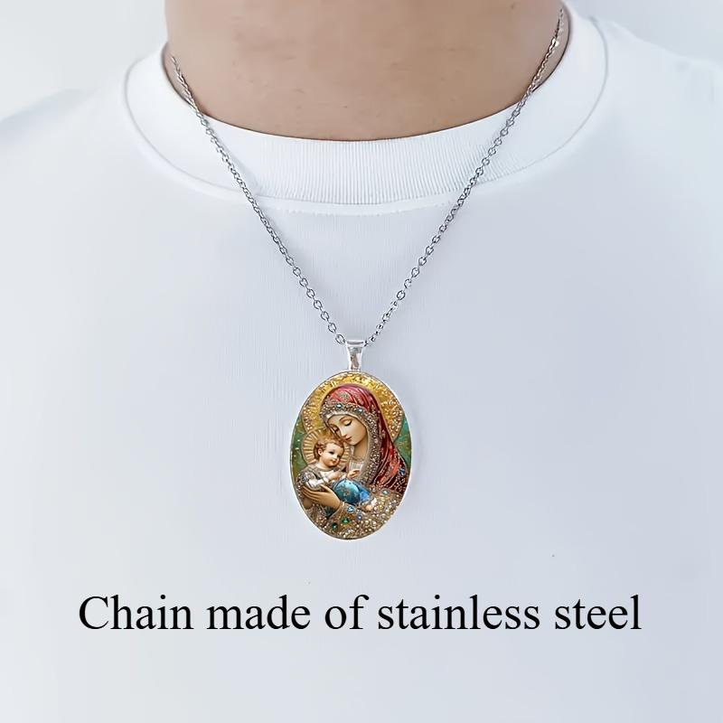 1 buc colier rafinat cu pandantiv oval din sticlă cu model de înger, accesorii de bijuterii romantice și la modă