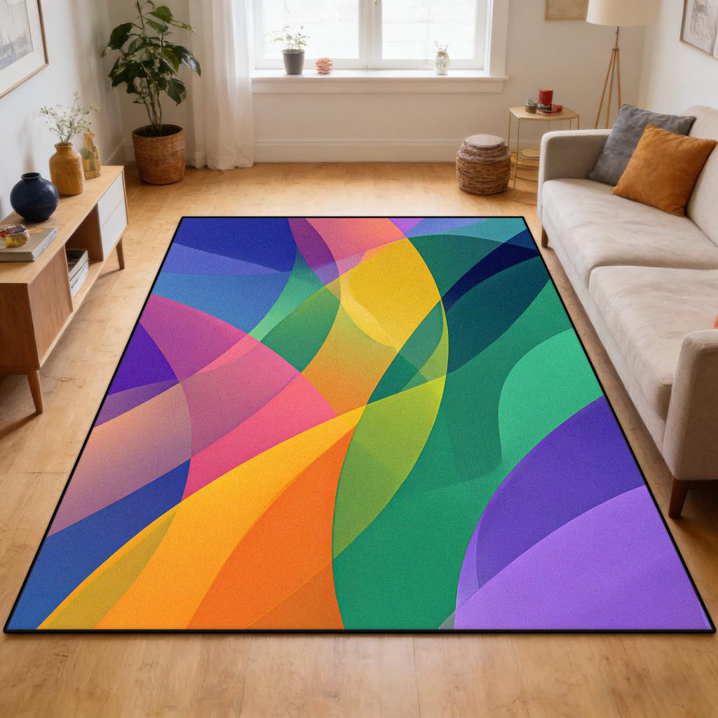 Dopamine Color Abstract Style Living Room Carpet Decoration Home Sofa Area Soft Rug Children Bedroom Non-slip Crawling Mat Floor