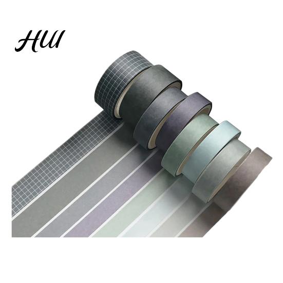 Scrapbooking Decorative Tape 8 Rolls Washi Set, Stickers, Aesthetic Solid Color Tapes Neat Storage Set for Supplies, Journaling Junk Journal, Wrapping