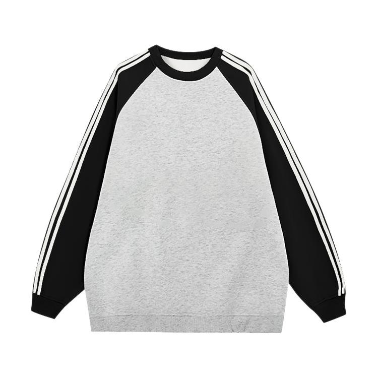 Sweat-shirt pour femme color-block doublé polaire: Manche longue raglan ample, col rond, parfait pour l'automne et l'hiver.