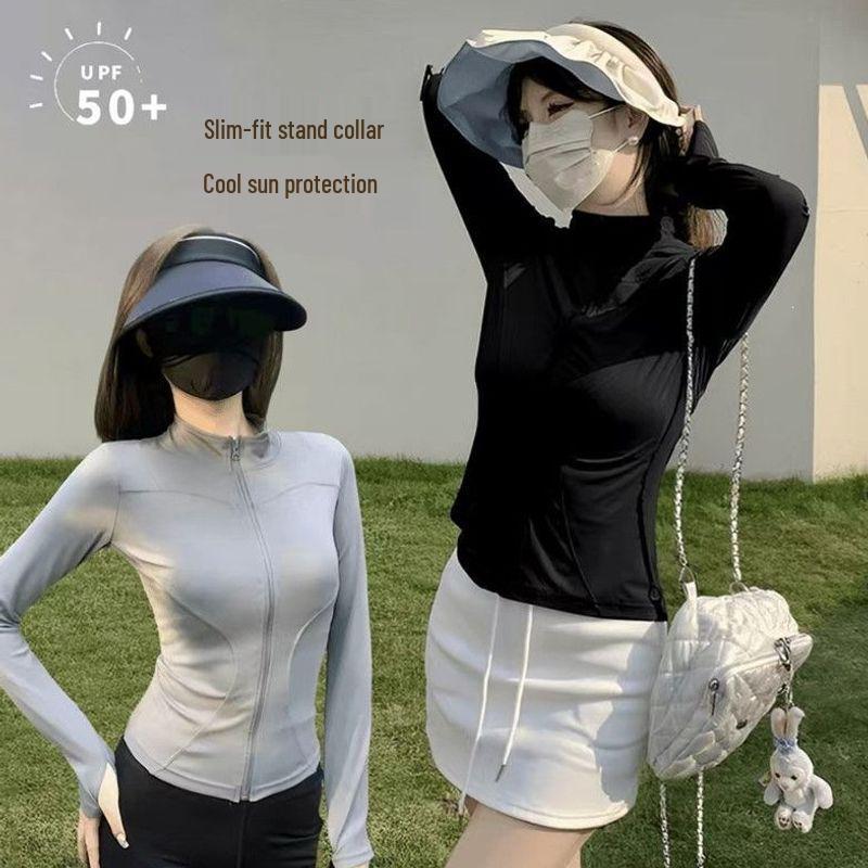 Women's Lightweight Sun Protection Quick-Drying Yoga Top - Ice Silk Short Style for Summer Outdoor Cycling & Running with UV Protection