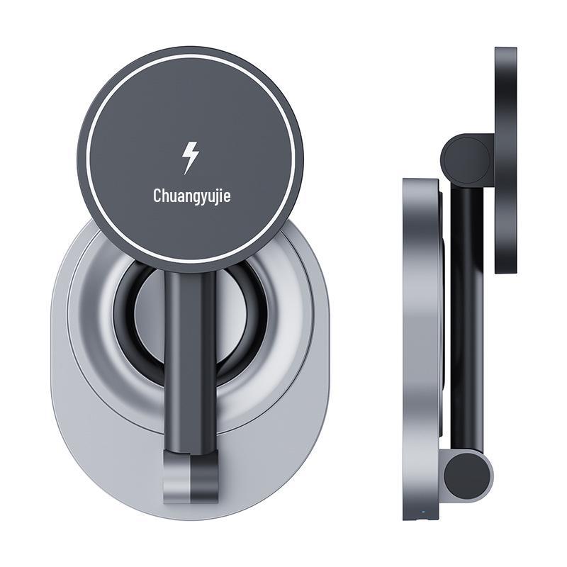Adjustable 3-in-1 Foldable Magnetic Wireless Charger for iPhone, Apple Watch, and Earphones.