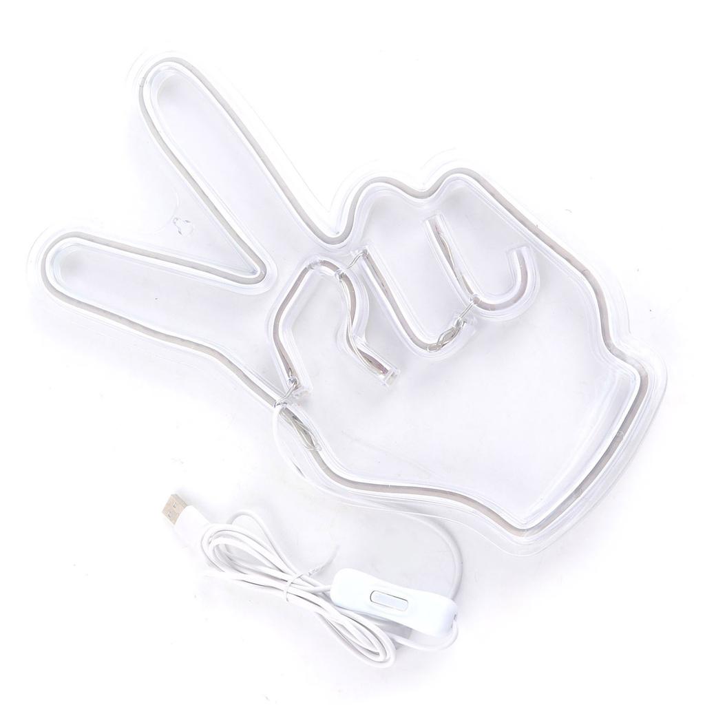 Neon Sign Light Innovative Victory Gesture Decorative Lamp USB Powered for Bedroom Cabinet Shelf
