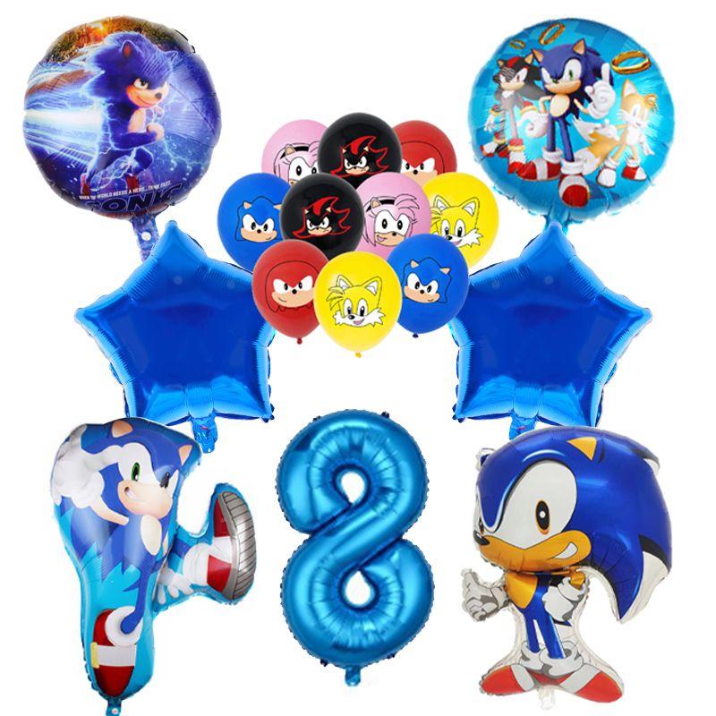 

Набір повітряних куль з алюмінієвої плівки на тему Соніка Їжака для прикраси першого дня народження дитини number 8