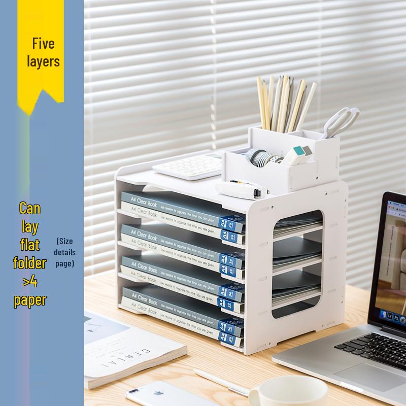 Desktop File Organizer with Storage Boxes and Book Stand