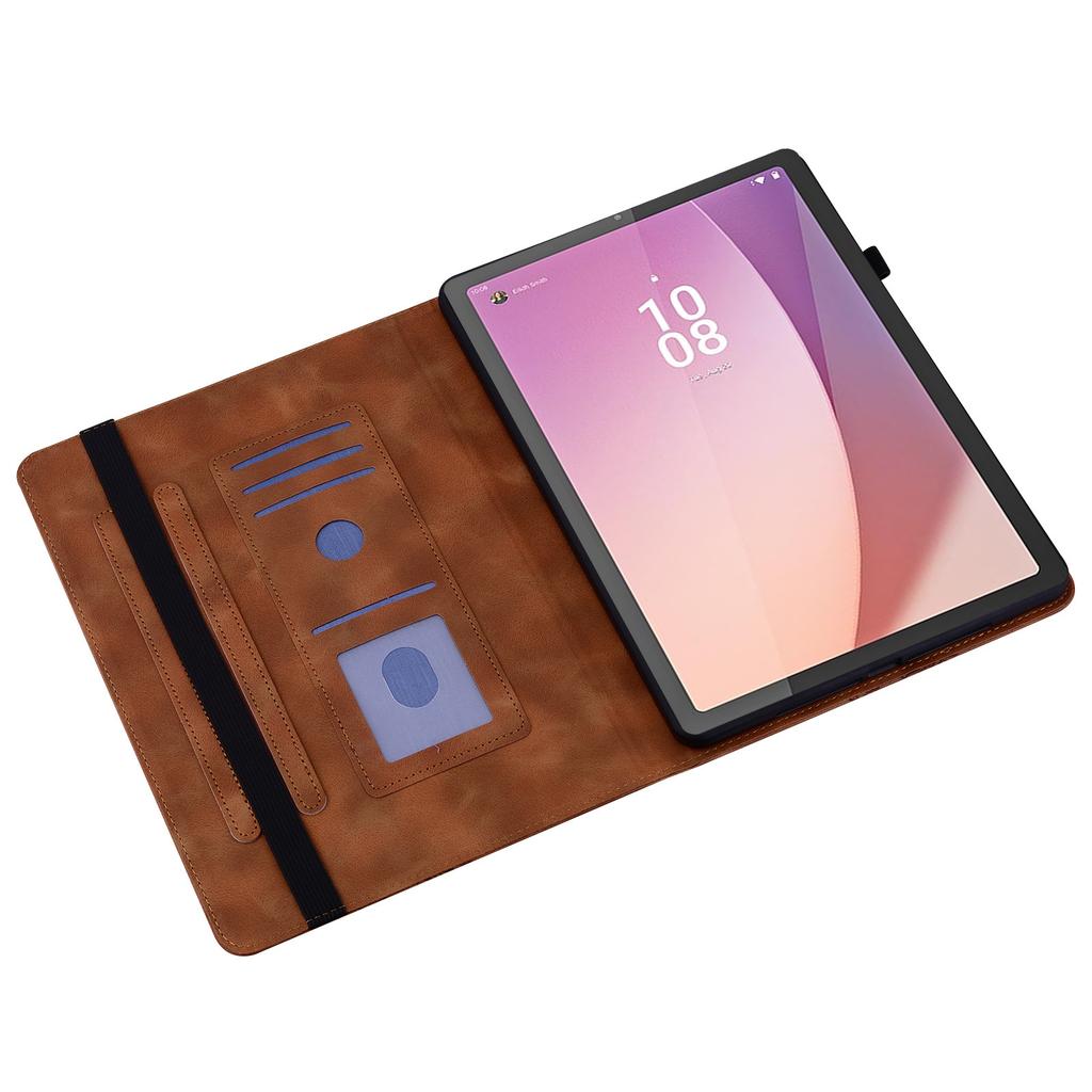 For Lenovo Tab M9 Leather Case Heart Imprint Foldable Stand Card Slot Stylus Holder Tablet Cover