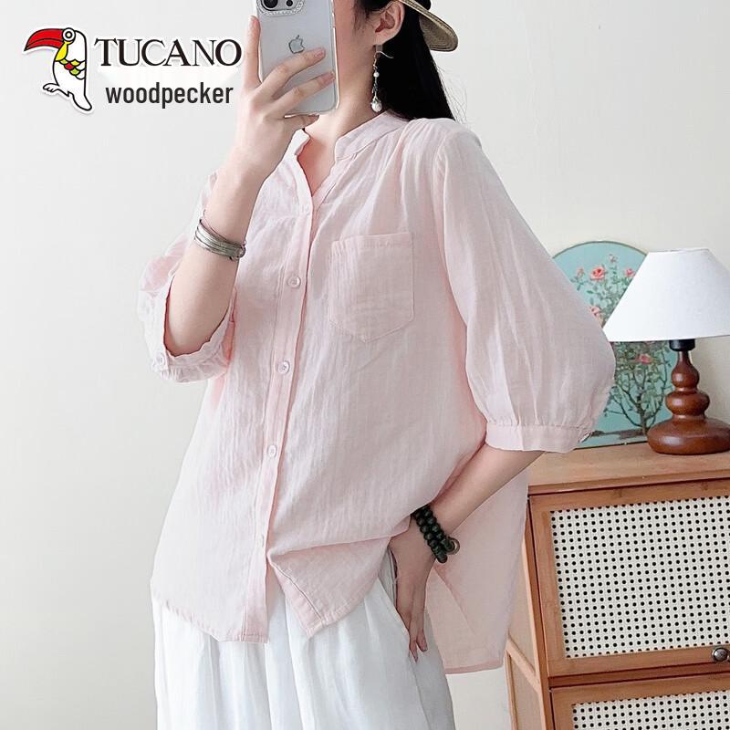 TUCANO Women s Vintage V-Neck Half-Sleeve Casual Shirt 4XL