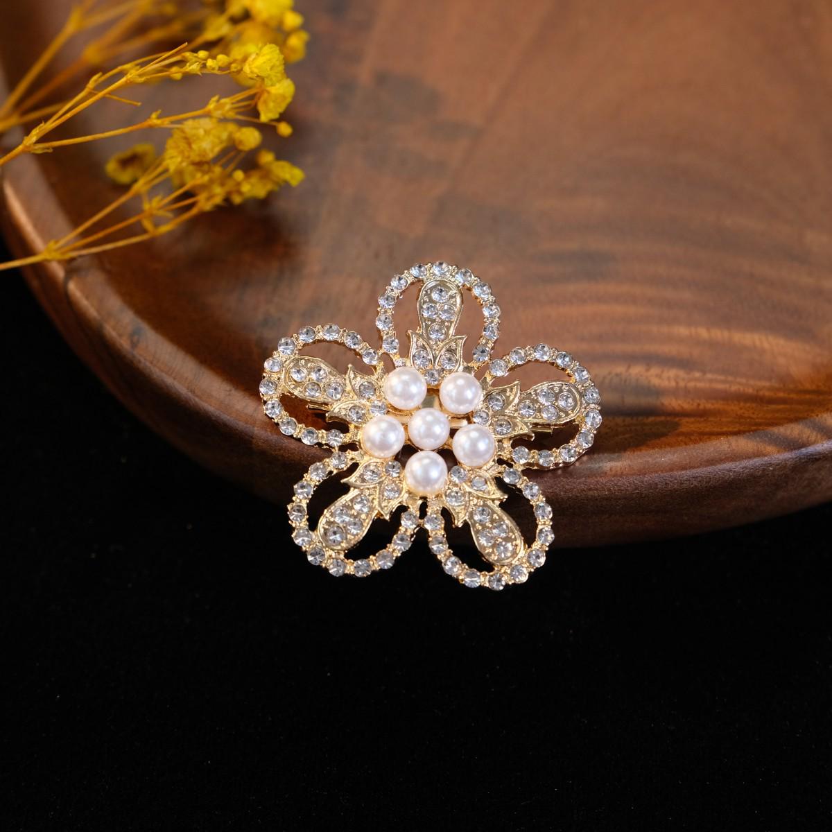 

Роскошная брошь-жемчужина в стиле Коко: Элегантная брошь-цветок из сплава для костюма, пальто или тренча