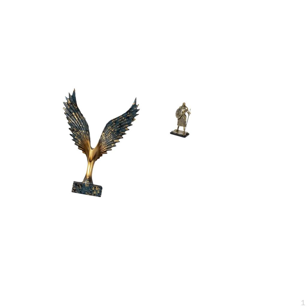 Resin Knight Spreading Wing European Feng Shui Sculpture Creative Decorative Figurine Ornament for