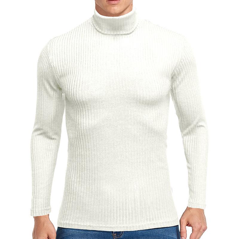 Men's Knitting Bottom Shirt Fashion High Neck Long Sleeve Fitting Versatile T-shirt Vintage Trendy Casual Wear Minimalist Fashion Breathable Shirt