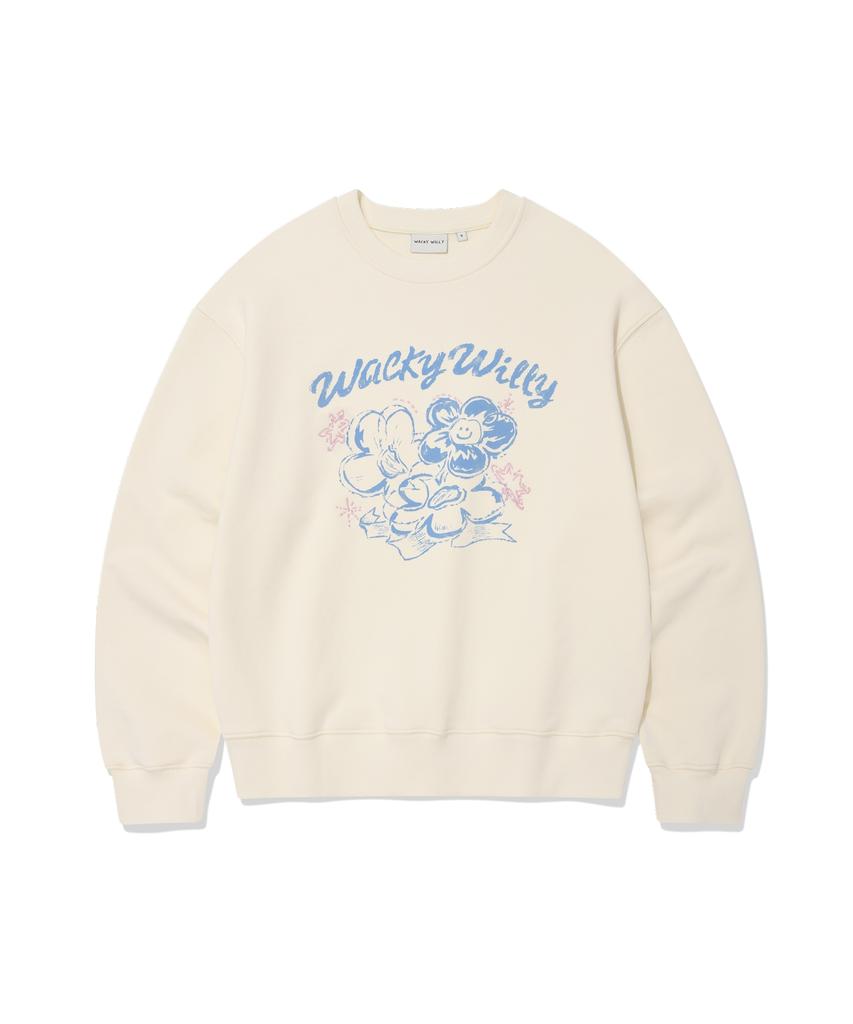 WACKY WILLY Women'S Big Lily Graphic Sweatshirt Cream