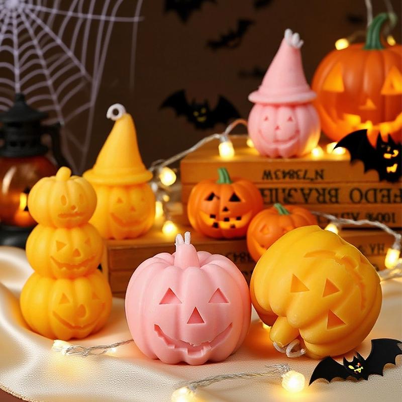 1Pc Halloween Pumpkin Ghost Candle Natural Soy Wax Aromatherapy Candle Smokeless Long-lasting Burn Home Decor Party Atmosphere