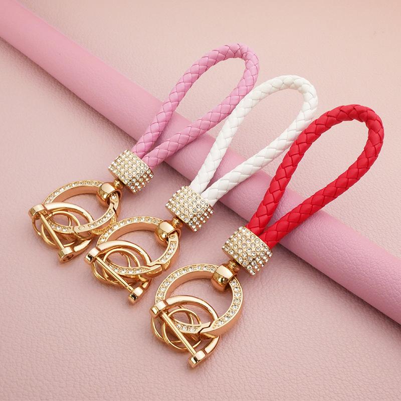 Handcrafted Braided Rope Keychain Sparkling  - Stylish Monochrome Car Key Ring Fashion-Forward Accessory