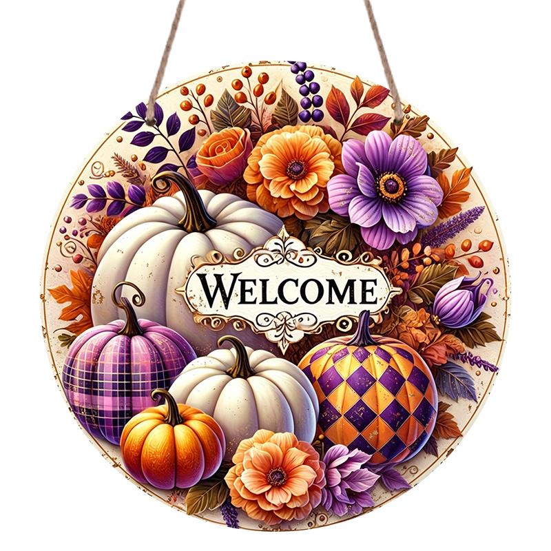 2D Flat Printing, 1pc Aluminum Pumpkin Decorative Plate, Suitable for Thanksgiving Decor, Applicable for Bedroom, Kitchen, Garden, Garage, Park